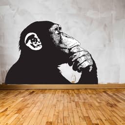 image-Contemporary Street Art Primate Decal - Artistic Waterproof Vinyl Wall Sticker Print