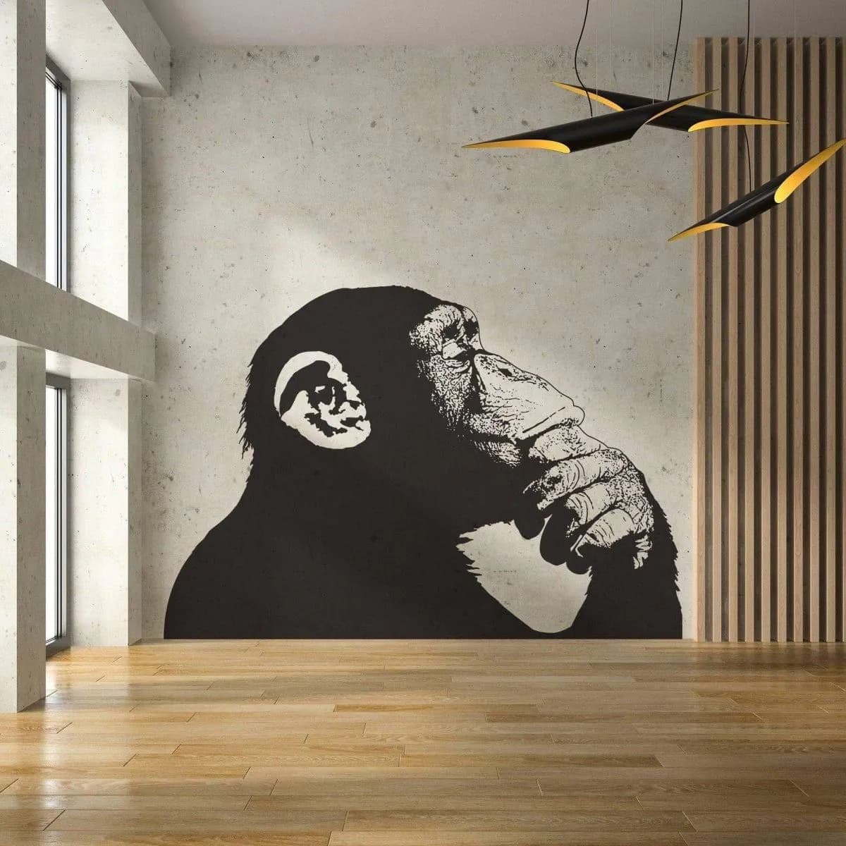 image-Primate Reflection Wall Sticker, Innovative Monkey Design Wall Vinyl Decal