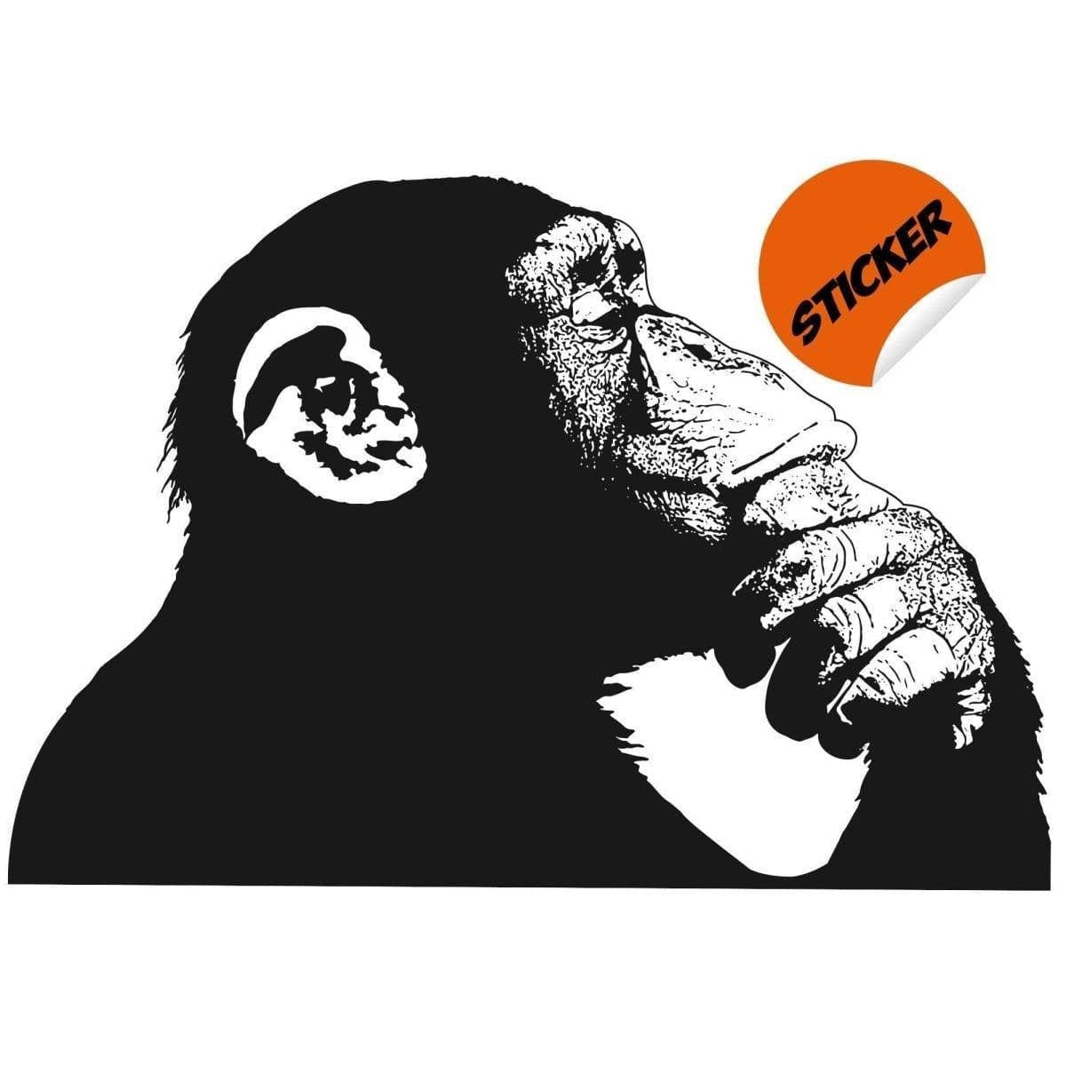 image-Primate Reflection Wall Sticker, Innovative Monkey Design Wall Vinyl Decal