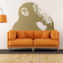 image-Primate Reflection Wall Sticker, Innovative Monkey Design Wall Vinyl Decal