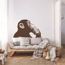 image-Primate Reflection Wall Sticker, Innovative Monkey Design Wall Vinyl Decal