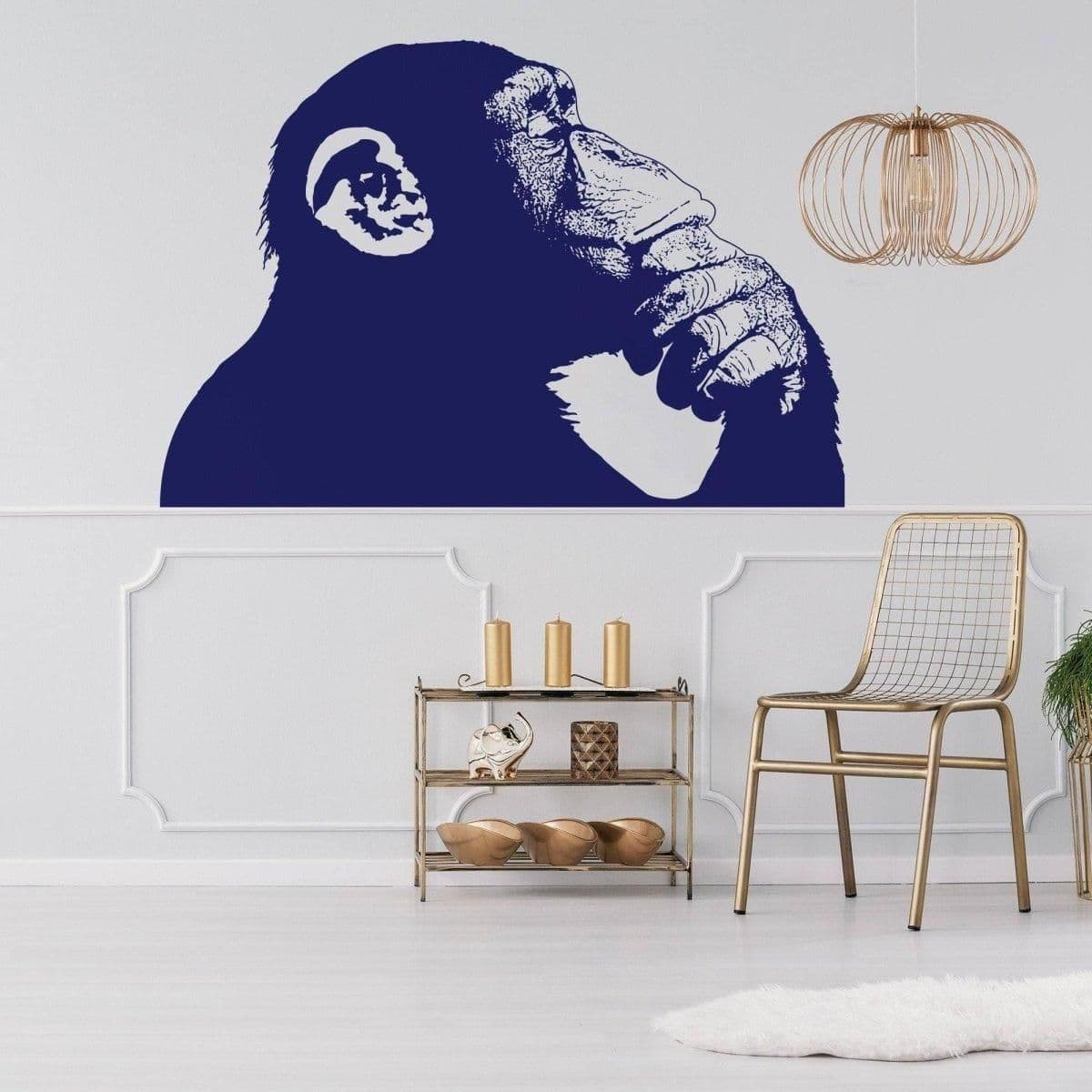 image-Primate Reflection Wall Sticker, Innovative Monkey Design Wall Vinyl Decal