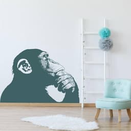 image-Primate Reflection Wall Sticker, Innovative Monkey Design Wall Vinyl Decal