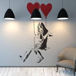 image-Vinyl Heart Balloon Decal - Creative Space Wall Sticker Art Decoration