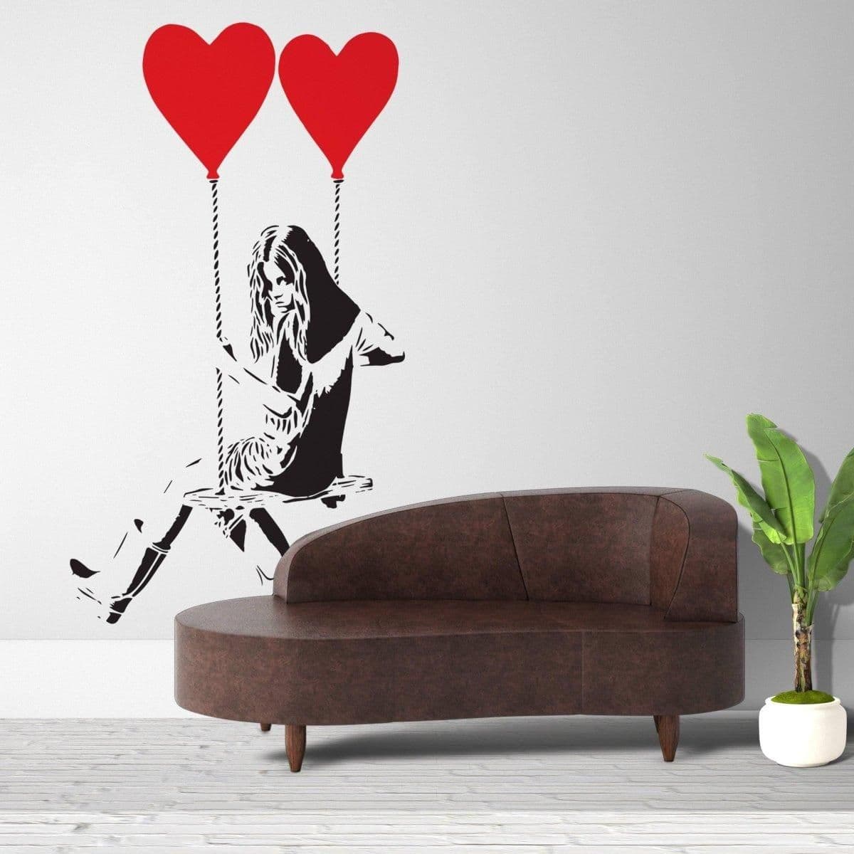 image-Vinyl Heart Balloon Decal - Creative Space Wall Sticker Art Decoration