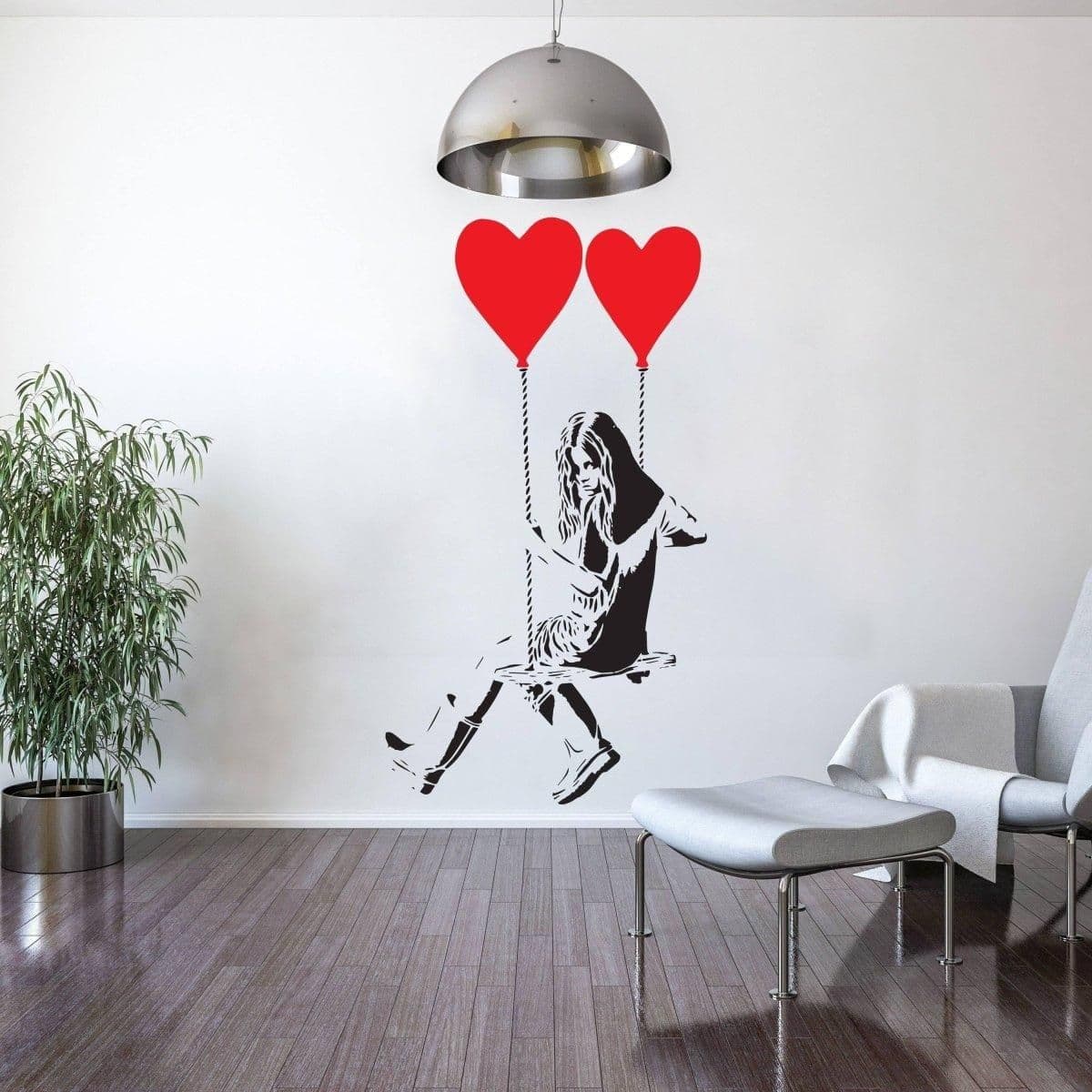 image-Vinyl Heart Balloon Decal - Creative Space Wall Sticker Art Decoration