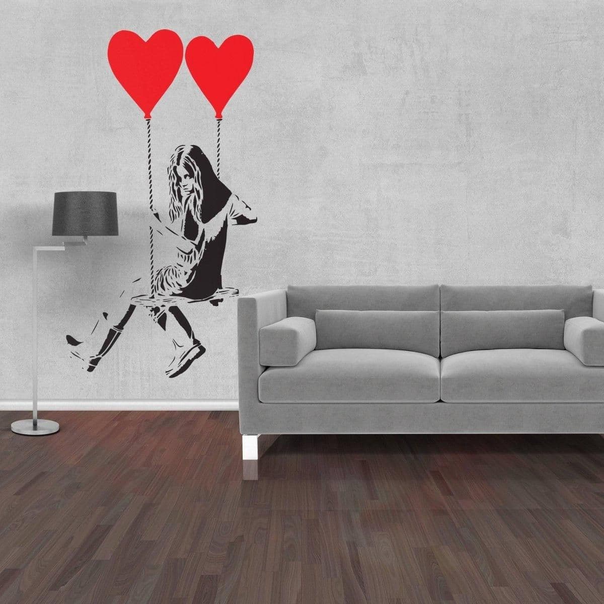 image-Vinyl Heart Balloon Decal - Creative Space Wall Sticker Art Decoration