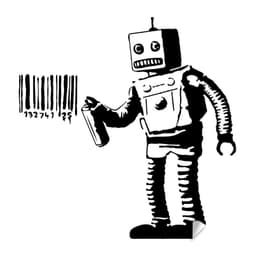 image-Street Art Style Robot Barcode Vinyl Decal - Trendy Wall Sticker