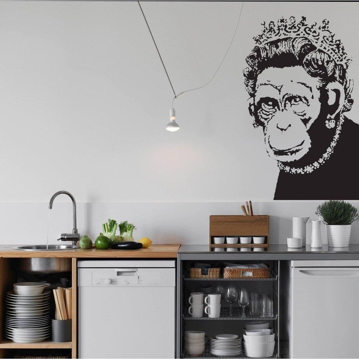 image-Queen Monkey Vinyl Wall Art Decal - Humorous, Playful & Creative Wall Sticker