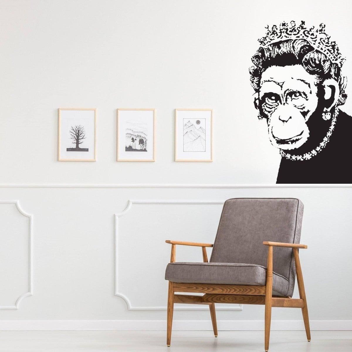 image-Queen Monkey Vinyl Wall Art Decal - Humorous, Playful & Creative Wall Sticker