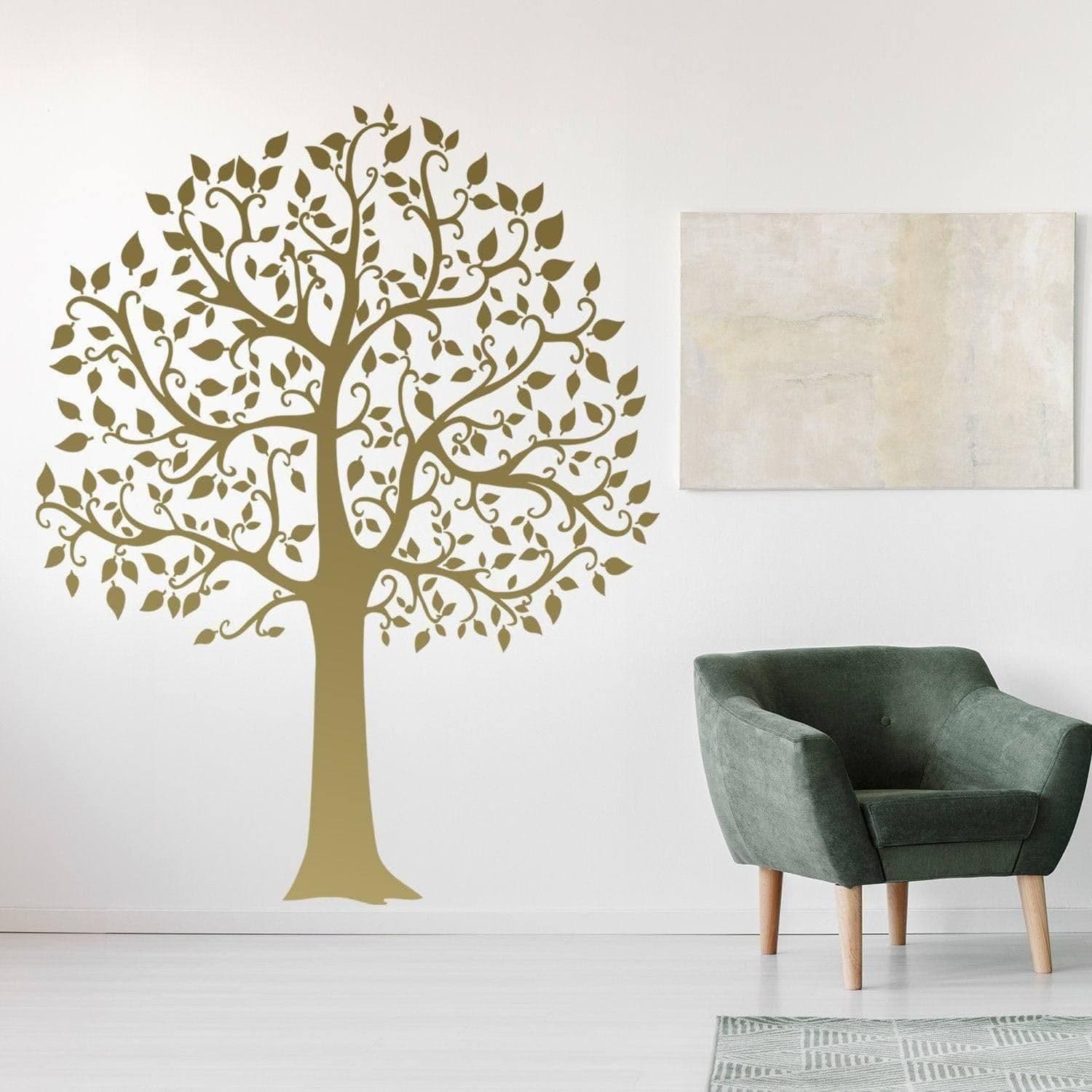 image-Serenity Tree Wall Sticker, Nature-Inspired Vinyl Decal, Botanical Art
