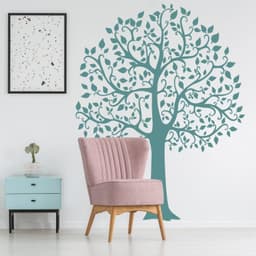 image-Serenity Tree Wall Sticker, Nature-Inspired Vinyl Decal, Botanical Art