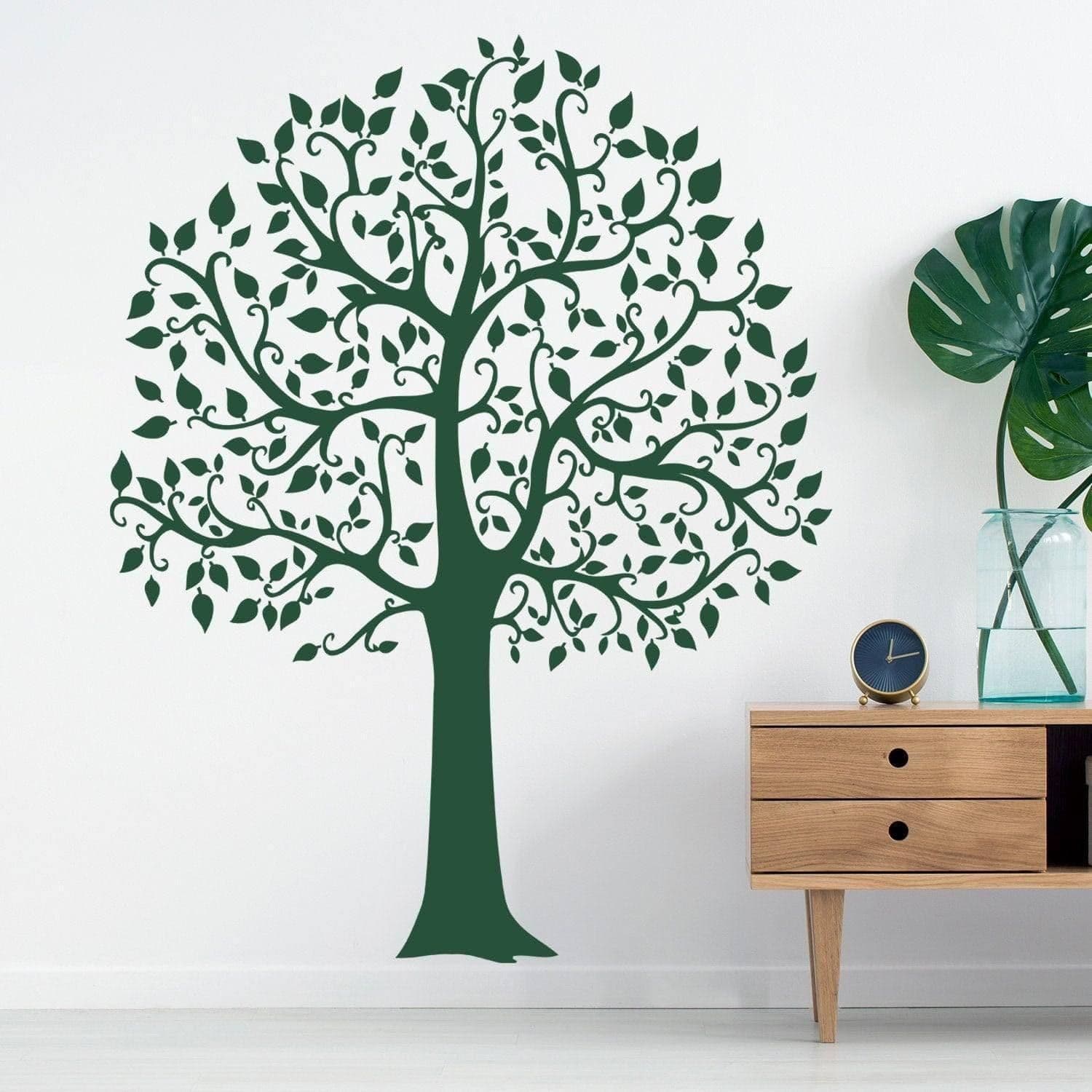 image-Serenity Tree Wall Sticker, Nature-Inspired Vinyl Decal, Botanical Art