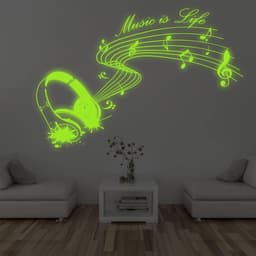 image-IllumiNote Glow-In-The-Dark Wall Decal: Musical Notes Themed Luminous Wall Art Sticker