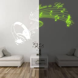 image-IllumiNote Glow-In-The-Dark Wall Decal: Musical Notes Themed Luminous Wall Art Sticker