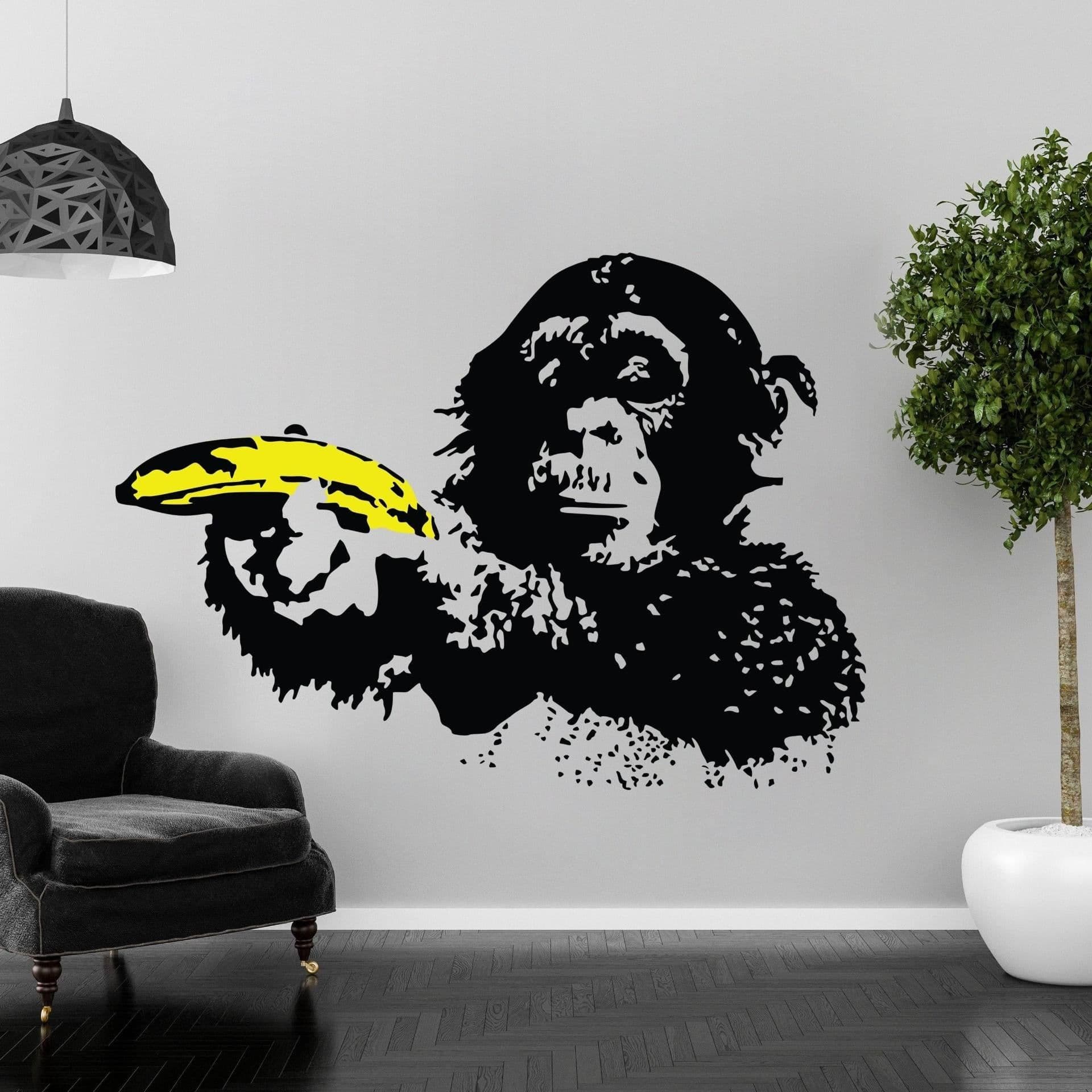 image-Street Art Chimp Wall Decal - Vibrant Monkey Mural