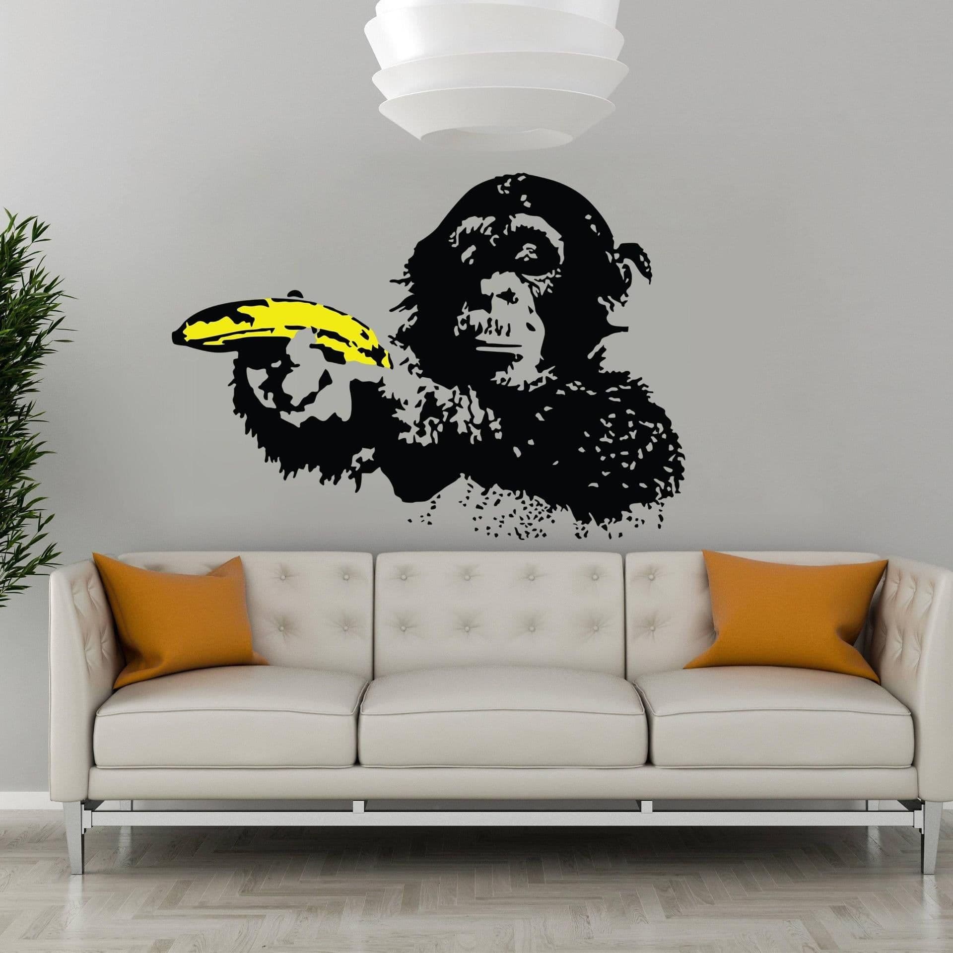 image-Street Art Chimp Wall Decal - Vibrant Monkey Mural