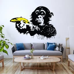 image-Street Art Chimp Wall Decal - Vibrant Monkey Mural