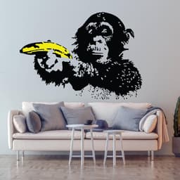 image-Street Art Chimp Wall Decal - Vibrant Monkey Mural