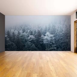 image-Misty Pine Hill Wall Mural: Enchanting Forest Artwork for Transformative Ambiance