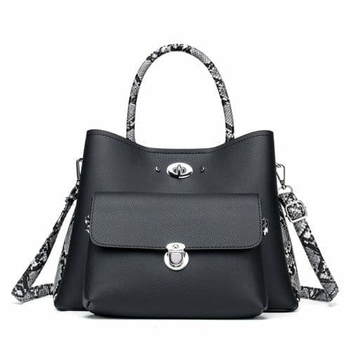 image-Two Pieces Snake Pattern Strap Messenger Bag
