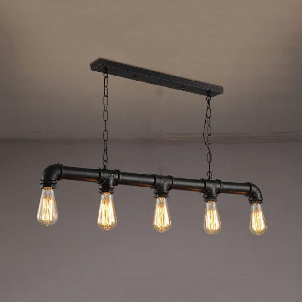 image-Industrial Vintage Ceiling Steampunk Metal Pipe Loft Pendant Light~2368