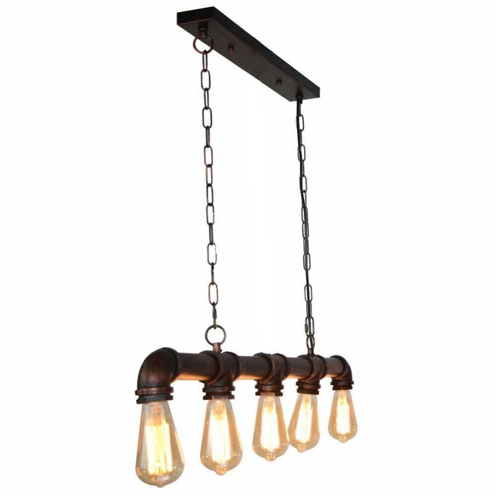image-Industrial Vintage Ceiling Steampunk Metal Pipe Loft Pendant Light~2368