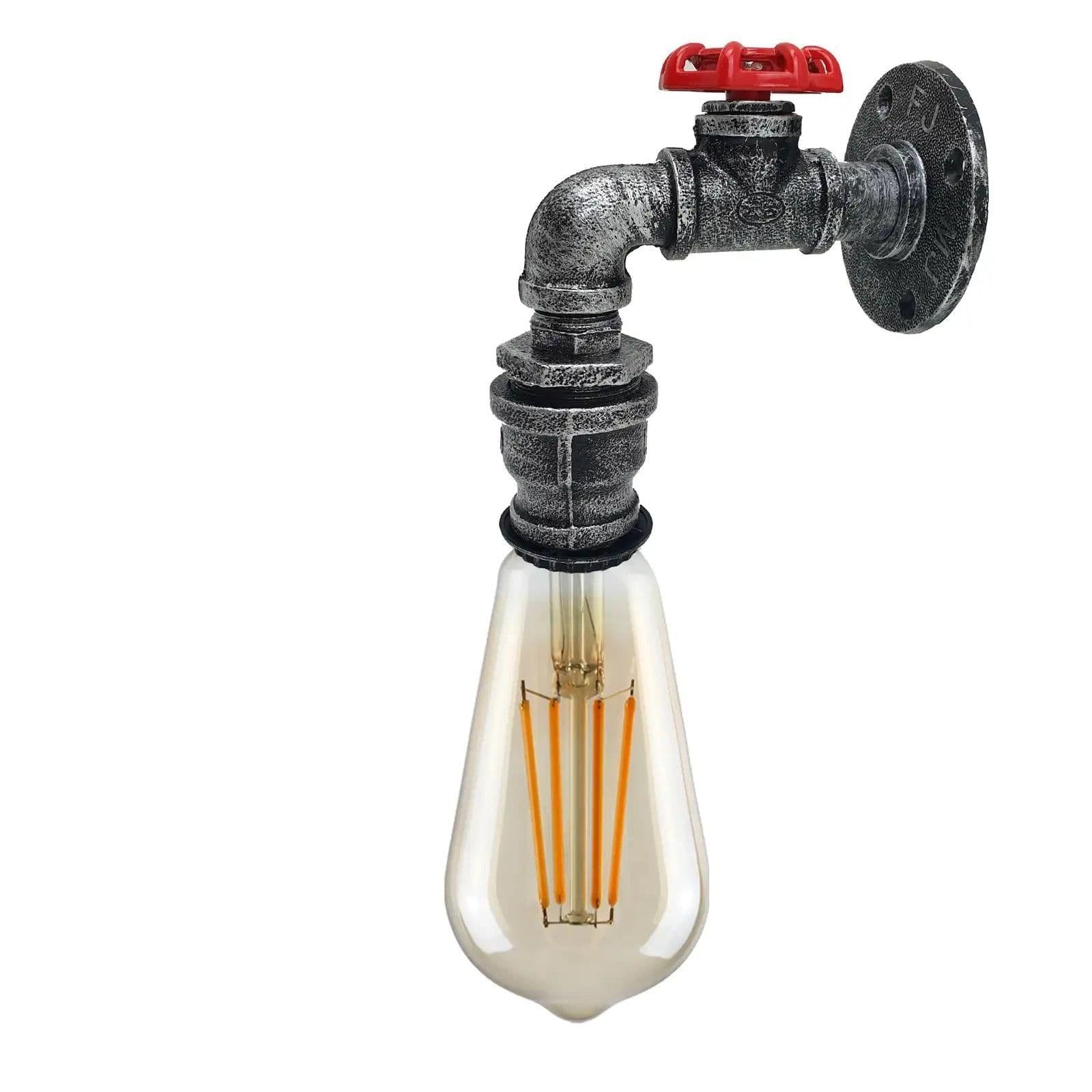 image-Black Rustic Water Pipe Wall Light Fitting Industrial Sconce~2886