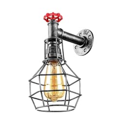 image-Brushed Silver Modern Industrial Retro Vintage Style Pipe Cage Wall Light Wall Lamp Fixture~1118