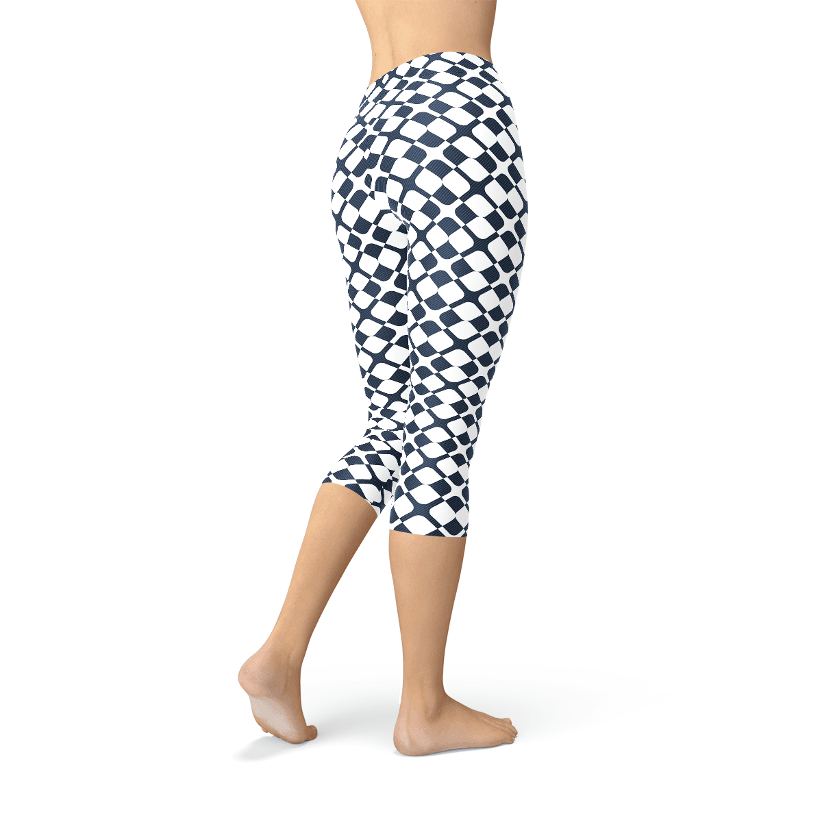 image-Womens Geometric Blue Tile Capri Leggings