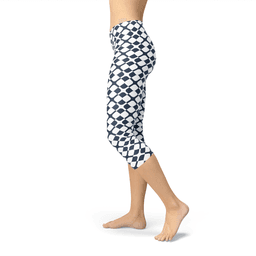 image-Womens Geometric Blue Tile Capri Leggings