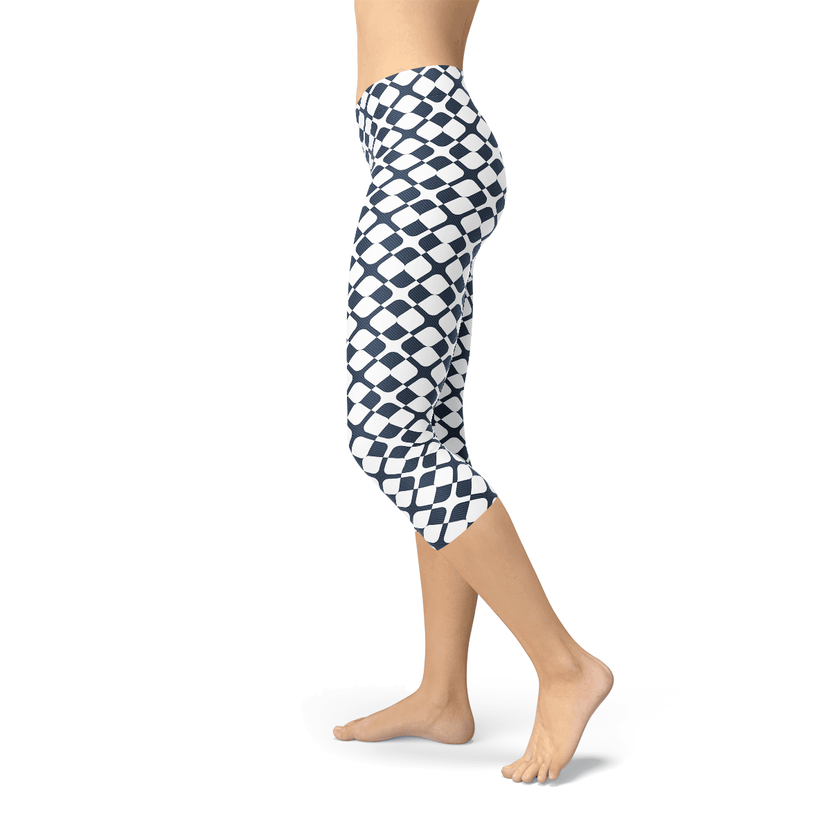 image-Womens Geometric Blue Tile Capri Leggings