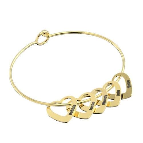 image-Love Bracelet Peach Heart Name Lettering Titanium Steel Bracelet