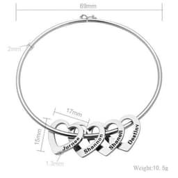 image-Love Bracelet Peach Heart Name Lettering Titanium Steel Bracelet