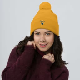 image-Self Love - Pom-Pom Beanie - Winter Beanie with Embroidery