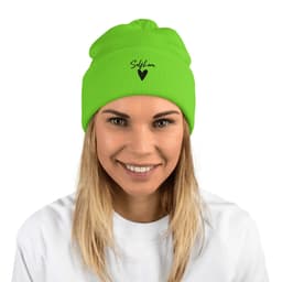 image-Self Love Pom-Pom Beanie - Women's Beanie with Embroidery