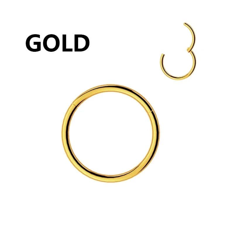 image-1PC Stainless Steel Nose Hoop Septum Piercing Clicker Hinged Segment