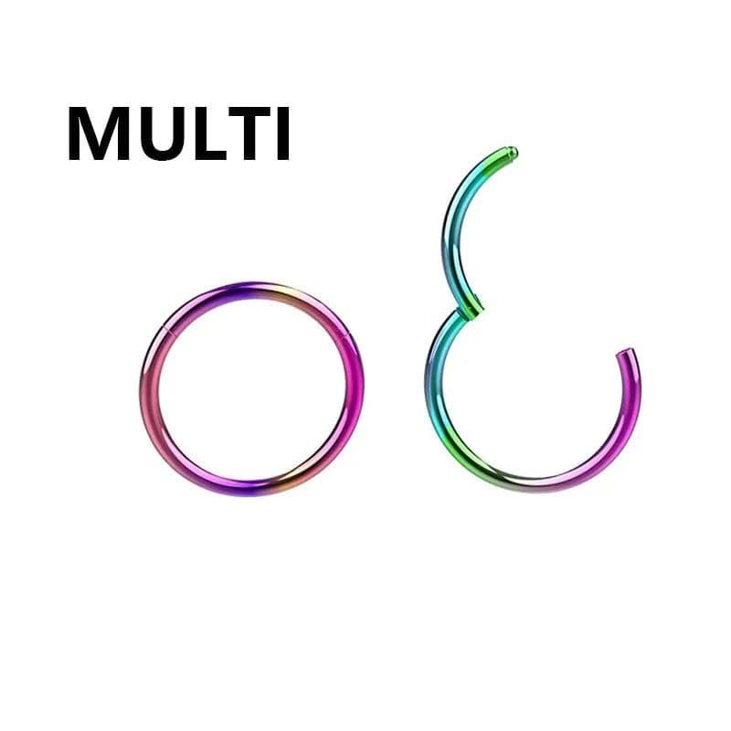 image-1PC Stainless Steel Nose Hoop Septum Piercing Clicker Hinged Segment