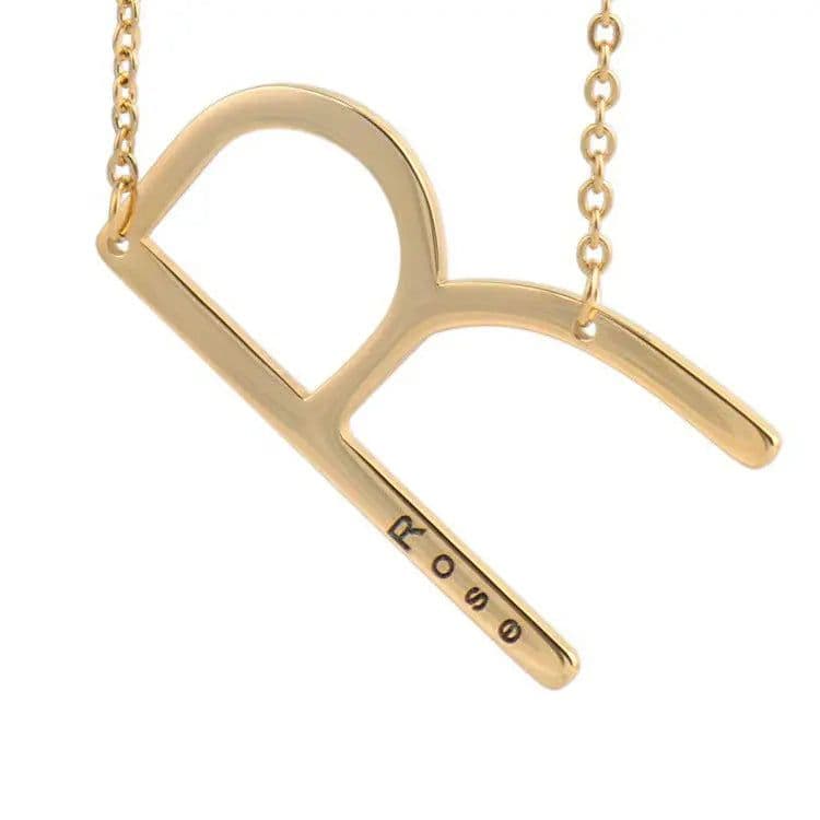 image-26 English Letter Pendant European Titanium Steel Necklace - Letter