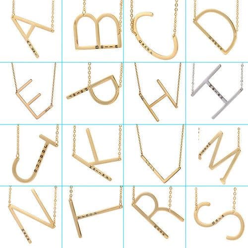 image-26 English Letter Pendant European Titanium Steel Necklace - Letter