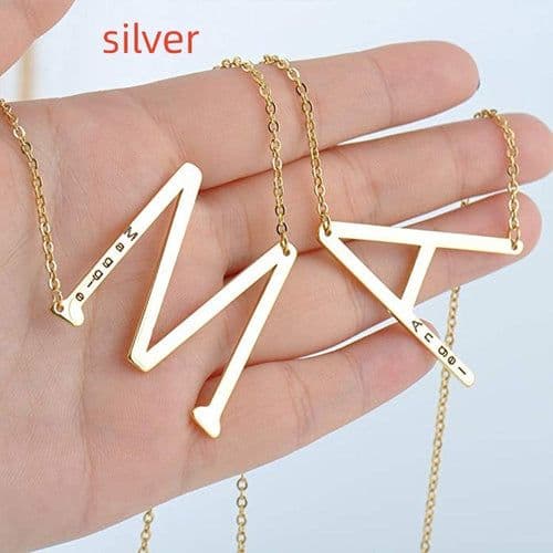 image-26 English Letter Pendant European Titanium Steel Necklace - Letter