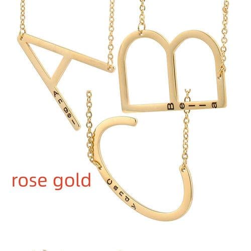 image-26 English Letter Pendant European Titanium Steel Necklace - Letter