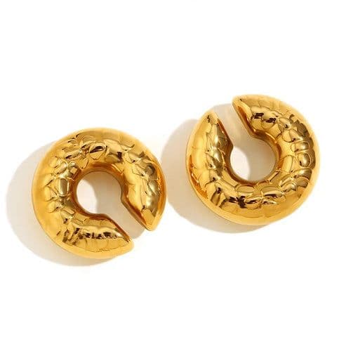 image-1 Pair Smooth Circle C Shape Clip Earrings For Women Lightweight