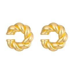 image-1 Pair Smooth Circle C Shape Clip Earrings For Women Lightweight