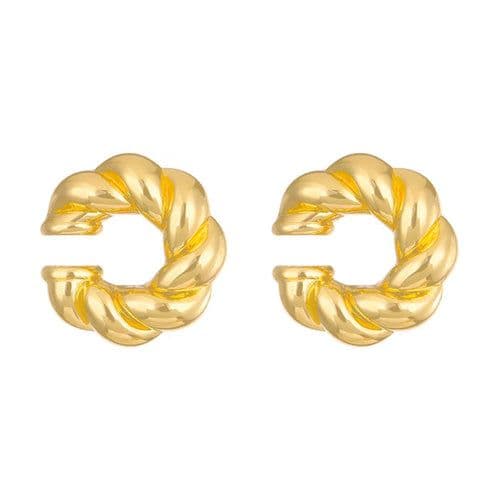 image-1 Pair Smooth Circle C Shape Clip Earrings For Women Lightweight