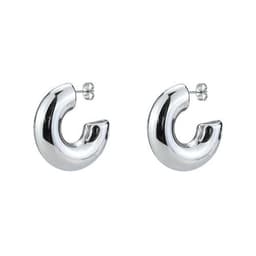 image-1 Pair Smooth Circle C Shape Clip Earrings For Women Lightweight