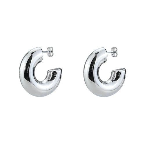 image-1 Pair Smooth Circle C Shape Clip Earrings For Women Lightweight