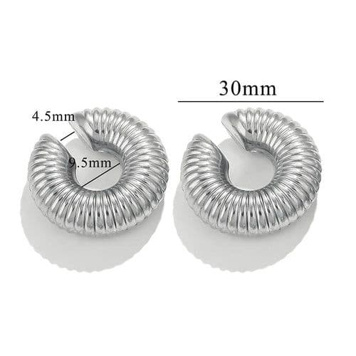 image-1 Pair Smooth Circle C Shape Clip Earrings For Women Lightweight