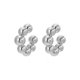 image-1 Pair Smooth Circle C Shape Clip Earrings For Women Lightweight
