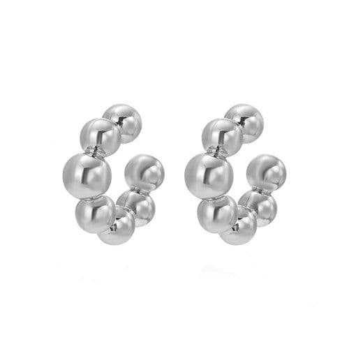 image-1 Pair Smooth Circle C Shape Clip Earrings For Women Lightweight